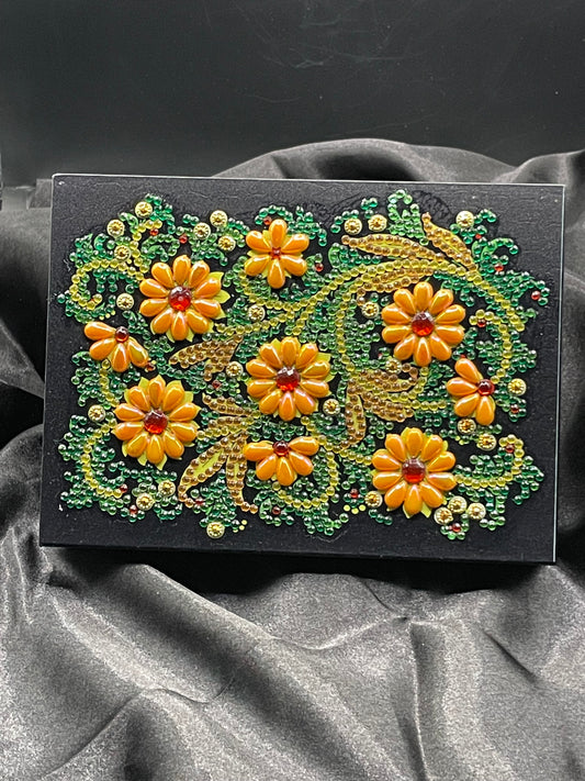 Diamond art flower jewelry box