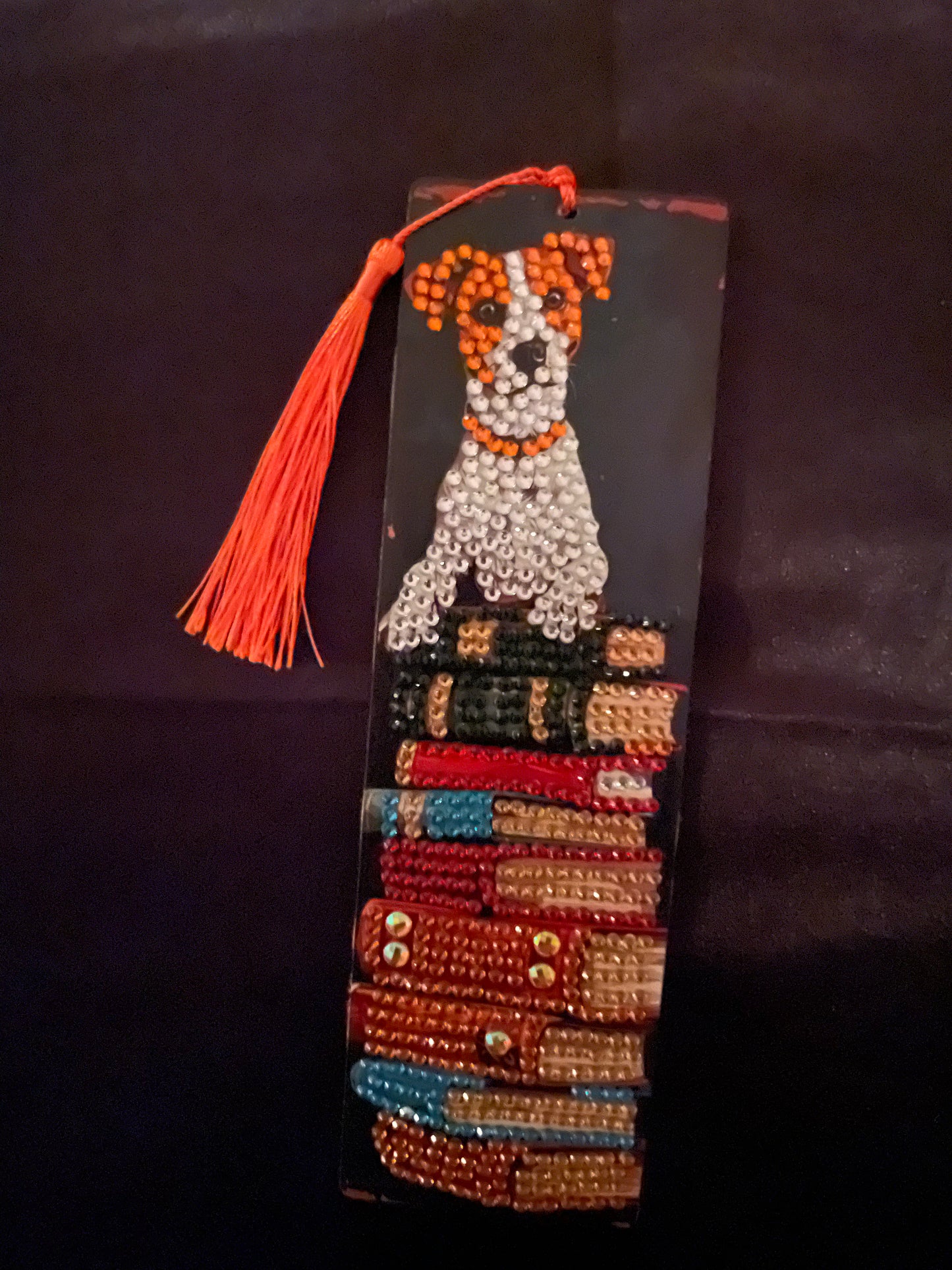Diamond art dog bookmark
