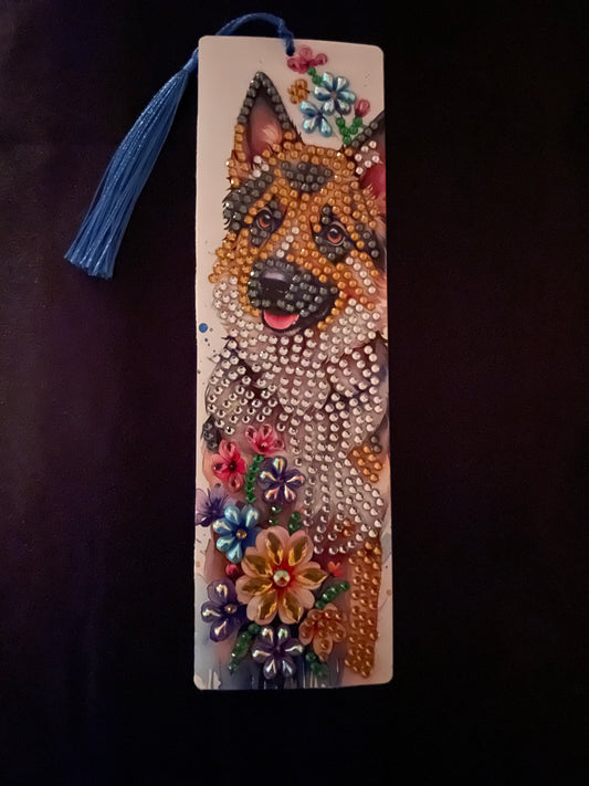 Diamond art dog bookmark