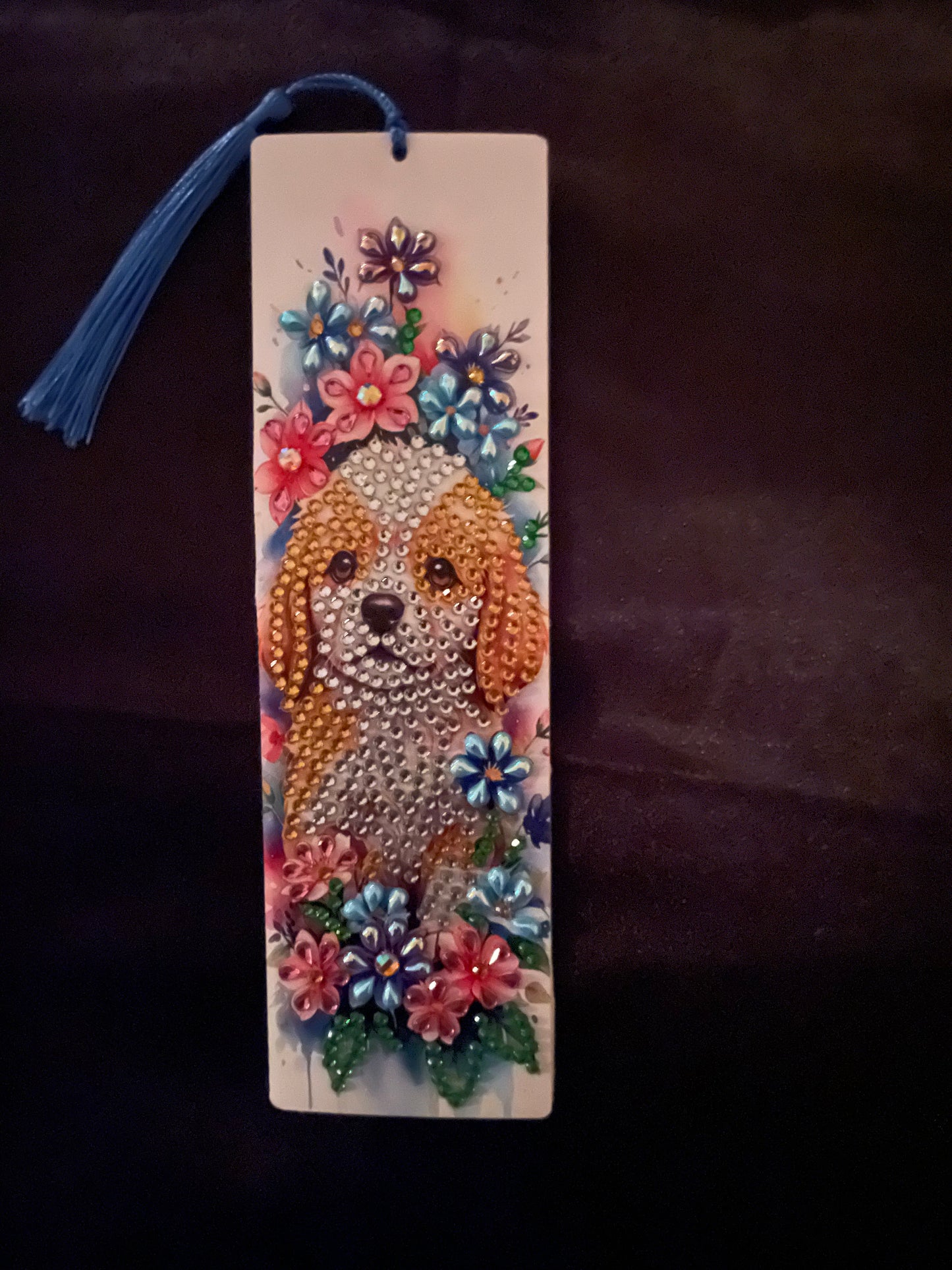 Diamond art dog bookmark