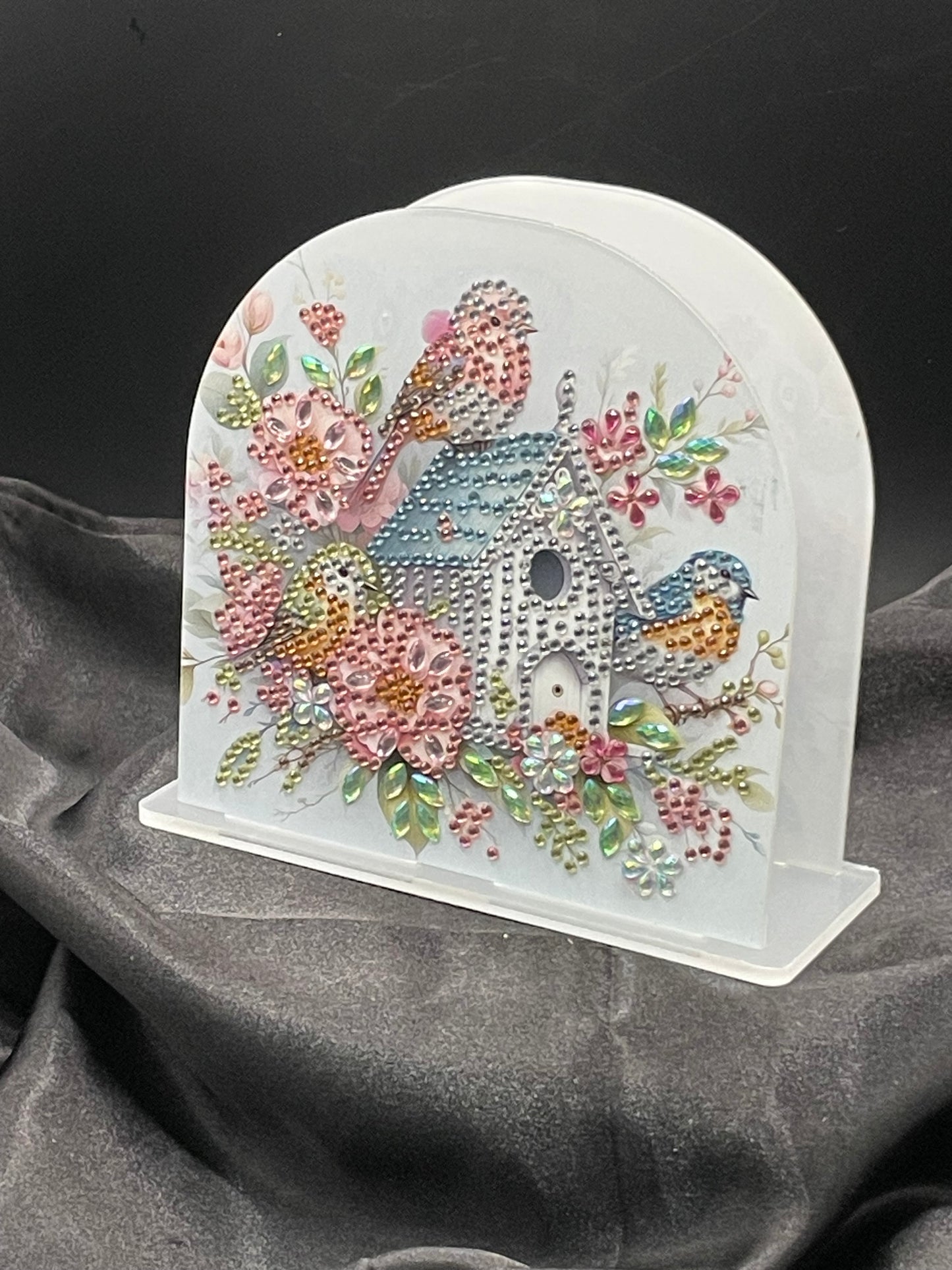Diamond art cute bird with birdhouse napkin holder