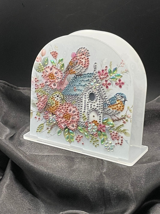 Diamond art cute bird with birdhouse napkin holder