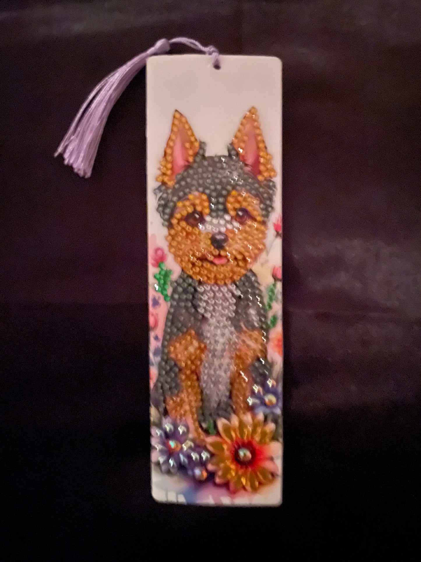Diamond art dog bookmark