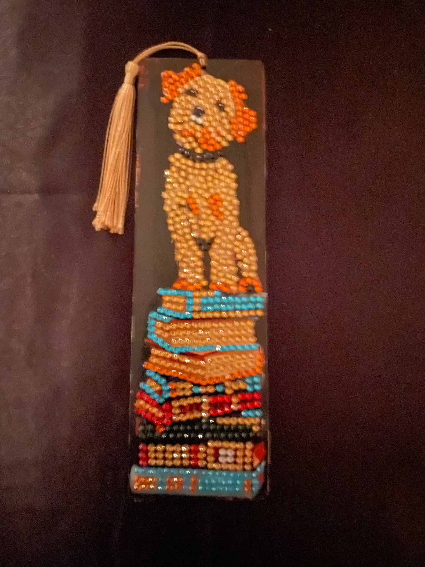 Diamond art dog bookmark